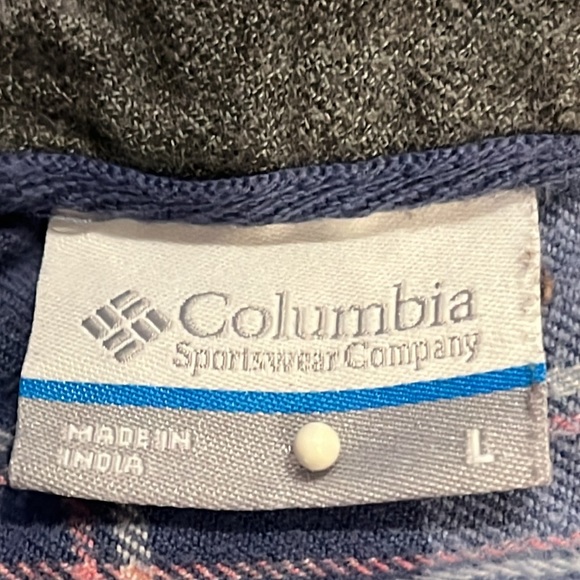 Columbia Essential Women’s Blue Plaid Button Up Flannel Shirt Sz L - Picture 7 of 8